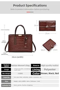 Guide des tailles détaillé pour sac à main spacieux avec motif crocodile en relief