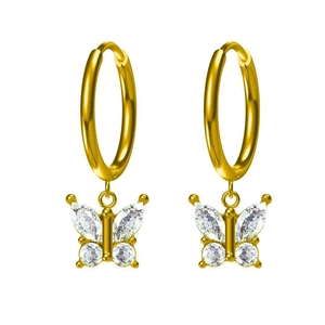 Orecchini a farfalla placcati oro 18 carati con scintillanti cristalli di zircone