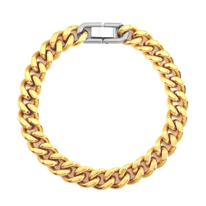 Cuban Link Bracelet Titanium Stainless Steel Two Tone High Polish Hip Hop Streetwear Men Unisex Jewelry Buckle