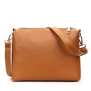 Modieuze karamelbruine PU-lederen crossbodytas met lycheestructuur en gouden hardware