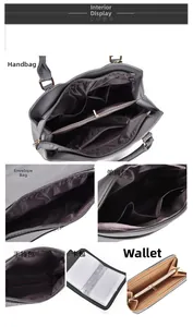Detailed view of the 6-piece handbag set inner compartments and card slots