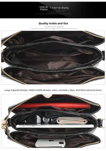 Detailed interior of crocodile pattern crossbody bag showing multi-compartment storage