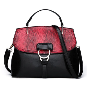 Sac À Bandoulière Femme Motif Serpent Gaufré Cuir PU Sac À Main Grande Capacité Avec Boucle Métallique Circulaire