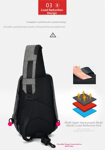 Detalle del panel trasero de malla transpirable y acolchado de confort para bolso de pecho