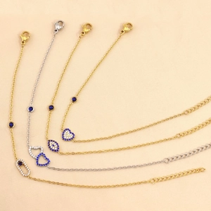 Pulsera de Acero Inoxidable 316 con Corazón y Ojo Turco Zirconia para Mujer Chapado en Oro Plata Joyería Minimalista Regalo