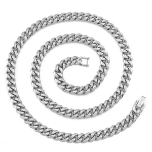 Collier chaîne gourmette pour homme en acier inoxydable argenté poli en spirale