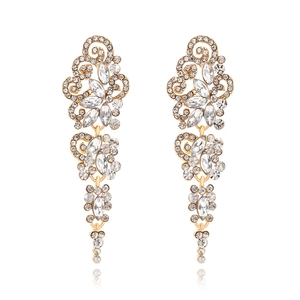 Vintage Long Tassel Drop Earrings With Shiny Rhinestone Zinc Alloy Court Style Baroque Palace Jewelry For Women Wedding