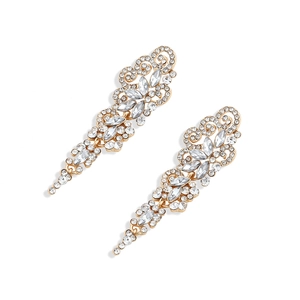 Vintage gold tassel earrings with sparkling rhinestones in a long royal court style design