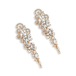 Vintage gold tassel earrings with glittering rhinestones in a retro baroque style design