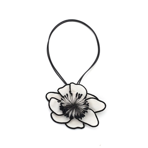 Handmade Fabric Flower Pendant Necklace Vintage Bohemian Cloth Floral Wax Rope Long Chain Jewelry For Women