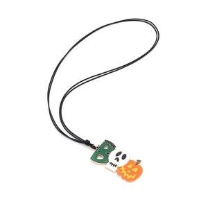Collier BOO Halloween avec breloques Frankenstein, crâne et citrouille sur cordon