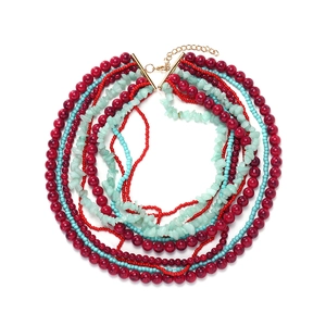 Collier Bohème Multi Couches Fait Main Perles Pierre Coloré Bijou De Déclaration Pour Femmes Chaîne Réglable