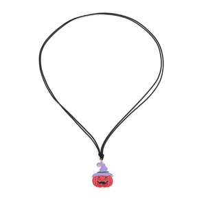 Collier Pendentif Citrouille Halloween Alliage Zinc Émail Chapeau Sorcière Bijoux Fête Rétro Pour Femmes Cordon Ciré Noir