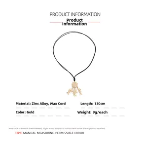 Detailed spec view of shell and fish pendant necklace with 130cm adjustable wax rope