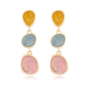 Boucles D'oreilles Pendantes Géométriques Irrégulières Alliage De Zinc Émail Goutte D'huile Künstliche Perle Longue Mode Élégante