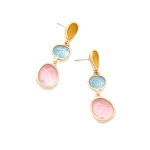 Boucles d'oreilles pendantes géométriques en émail dégradé à trois couches avec perles