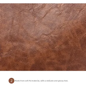 Close-up of soft brown PU leather texture with elegant vintage matte finish and natural folds