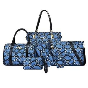 Women Handbags Tote Boston Crossbody Bag Wallet Key Holder Snake Skin Python Print PU Leather Fashion Casual Golden Hardware