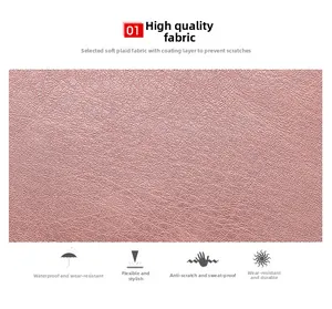 Close-up of waterproof and scratch-resistant pink lychee texture leather for women handbag