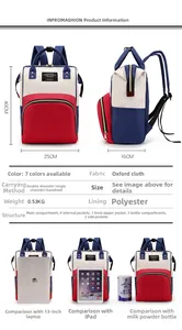 Size comparison of a multi-purpose diaper backpack with 13-inch laptop and iPad