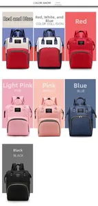 Detailed color selection guide for multi-purpose diaper backpacks in seven stylish colors