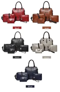 Détails d'un ensemble de 4 sacs à main minimalistes avec texture cuir de crocodile
