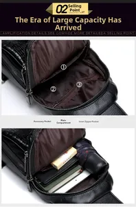 Internal view showing large capacity and compartments of the crocodile pattern chest bag