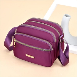Women Crossbody Bag Nylon Waterproof Multi-Layer Zipper Pockets Large Capacity Simple Casual Shoulder Handbag Travel