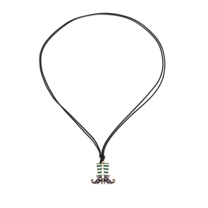 Halloween Witch Boots Pendant Necklace Alloy Enamel Striped Polka Dot Elf Shoes Retro Gothic Jewelry For Women