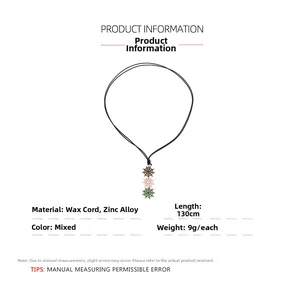 Detailed view of triple spider web pendants on 130cm wax cord necklace for Halloween