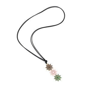 Minimalist spider web pendant necklace with colorful enamel charms for Halloween jewelry