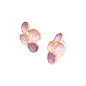 Vintage style colorful enamel geometric earrings with pink and purple gradient design