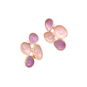 Fashionable colorful enamel geometric layered earrings with pearls and gold finish