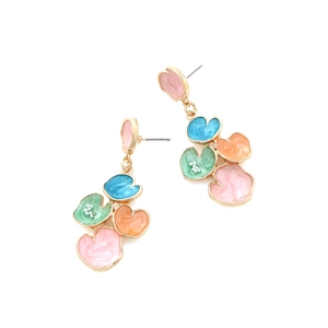 Boucles d'oreilles fleurs en émail coloré avec perles de style vintage pour les vacances