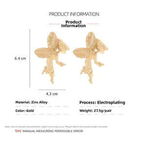 Spécifications de taille pour boucles d'oreilles ailes d'ange en alliage doré
