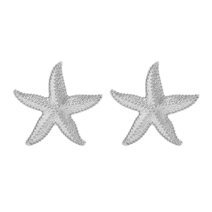 Minimalist silver starfish stud earrings with textured matte finish on white background