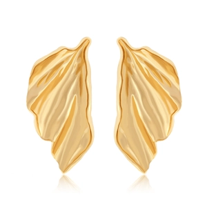 Large Leaf Earrings Alloy Irregular Crumpled Textured Floral Vintage Statement Fashion Jewelry For Women