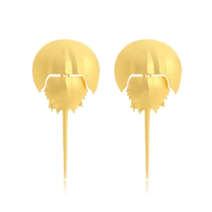 Horseshoe Crab Dangle Earrings Vintage Matte Gold Plated Zinc Alloy Ocean Animal Jewelry For Women