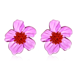 Big Purple Flower Earrings Handmade Beaded Resin Acrylic Bohemian Statement Jewelry For Women Fashion Accessory