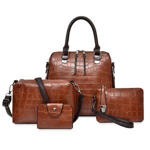 Sacs À Main En Cuir PU À Motif Crocodile Sac Cabas Bandoulière Pochette Et Portefeuille Mode Femme Grande Capacité Polyvalent