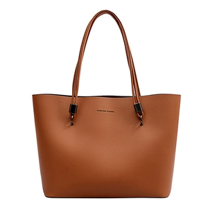 Women Large Capacity Tote Bag PU Leather Minimalist Fashion Shoulder Handbag For Commuting Shopping Letter Print