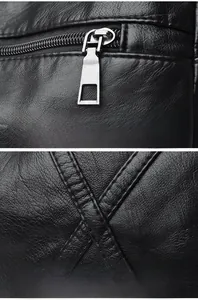Détail macro de la texture du cuir noir grainé et de la fermeture éclair en métal argenté