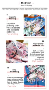 Close-up of high-quality floral print silk scarf showing exquisite hemmed edges