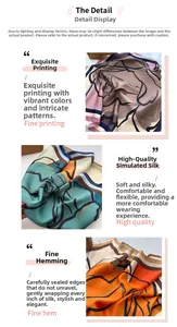 Detailed view of the fine silk-like texture and floral geometric patterns on the scarf