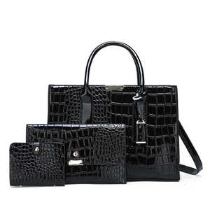 Krokodilmuster PU Leder Damen Handtasche Und Clutch Und Geldbörse Glänzend Elegante Schultertasche Für Arbeit Täglich