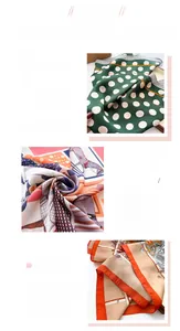Detail of vintage polka dot and geometric print silk scarves with fine stitched edges