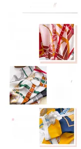 Détail d'un foulard en soie à imprimé équestre avec couture fine et motifs de chaînes