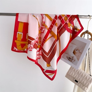 Foulard Carré En Satin Pour Femmes Imprimé Équestre Floral Satin Bandana Écharpe De Cou Mode