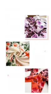 Gros plan détaillé des motifs floraux dégradés et des coutures fines sur le foulard en soie