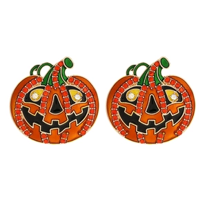 Boucles D'oreilles Citrouille Halloween Alliage Émail Strass Jack-O-Lantern Nouveauté Mignon Bijoux De Fête Pour Femmes